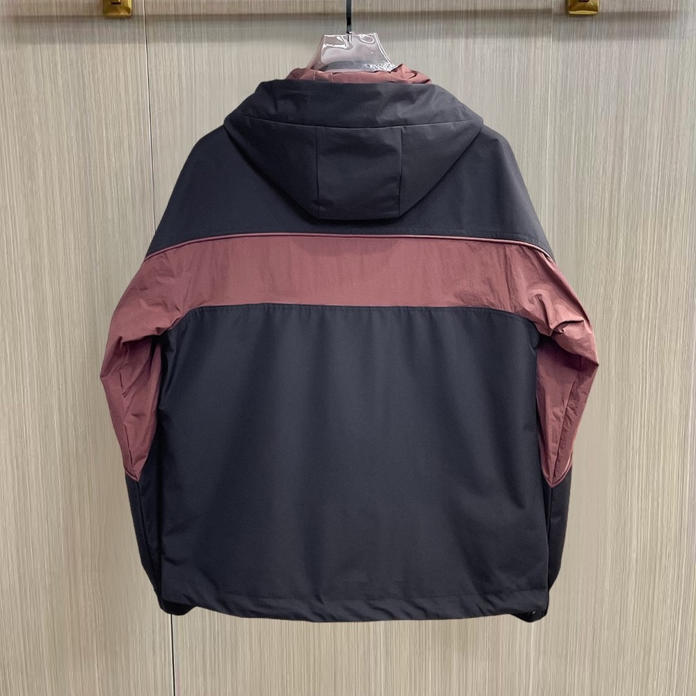 Prada Black Raincoat with Burgundy Trim and Hood - Picture 2 of 14